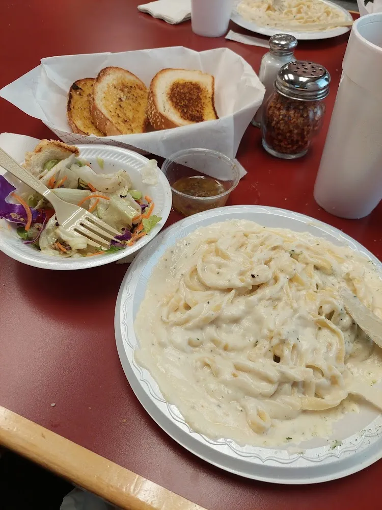 Fettuccine Alfredo with Salad