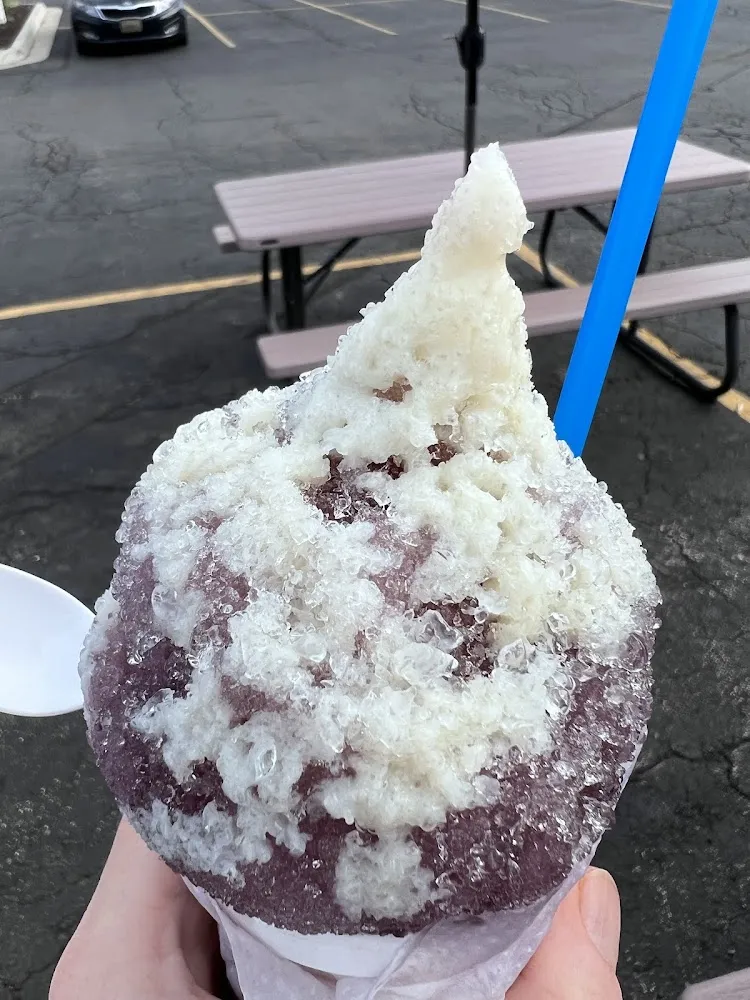 Hawaiian Snow Cone with Pineapple Frozen Cream on Top